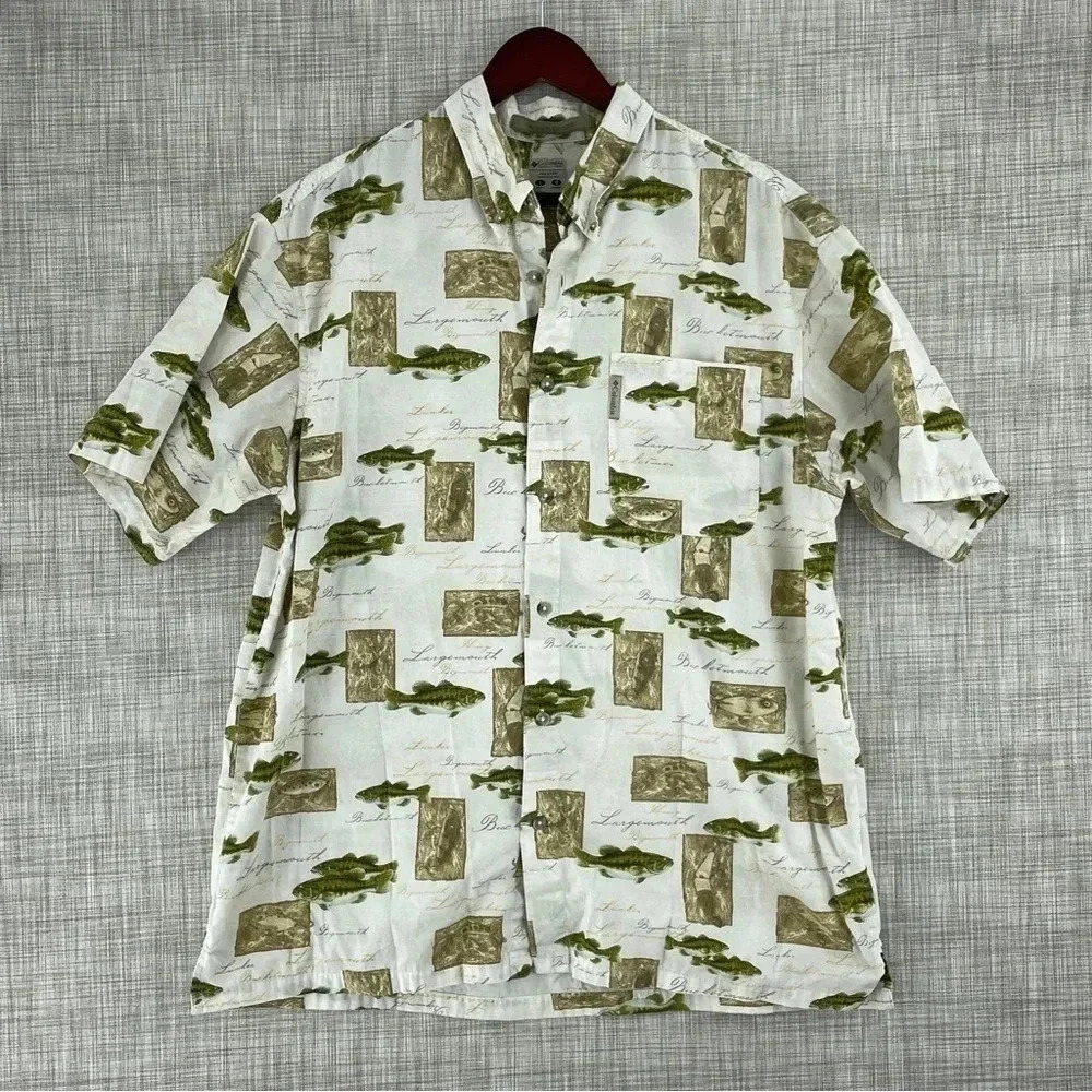 columbia PFG mens size L short sleeve button down shirt 1096